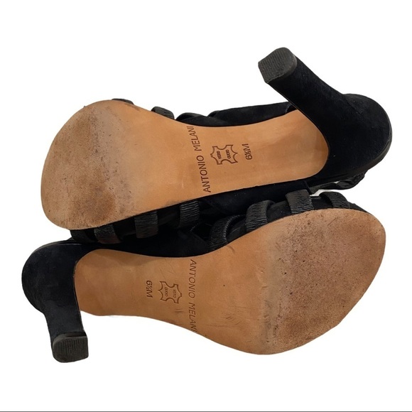 Antonio Melani Black Lace Up Peep-Toe Heel - Picture 9 of 9